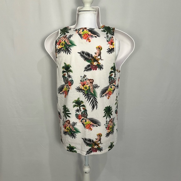 On the byas White Tropical Palm Print Tank Top - Picture 7 of 9